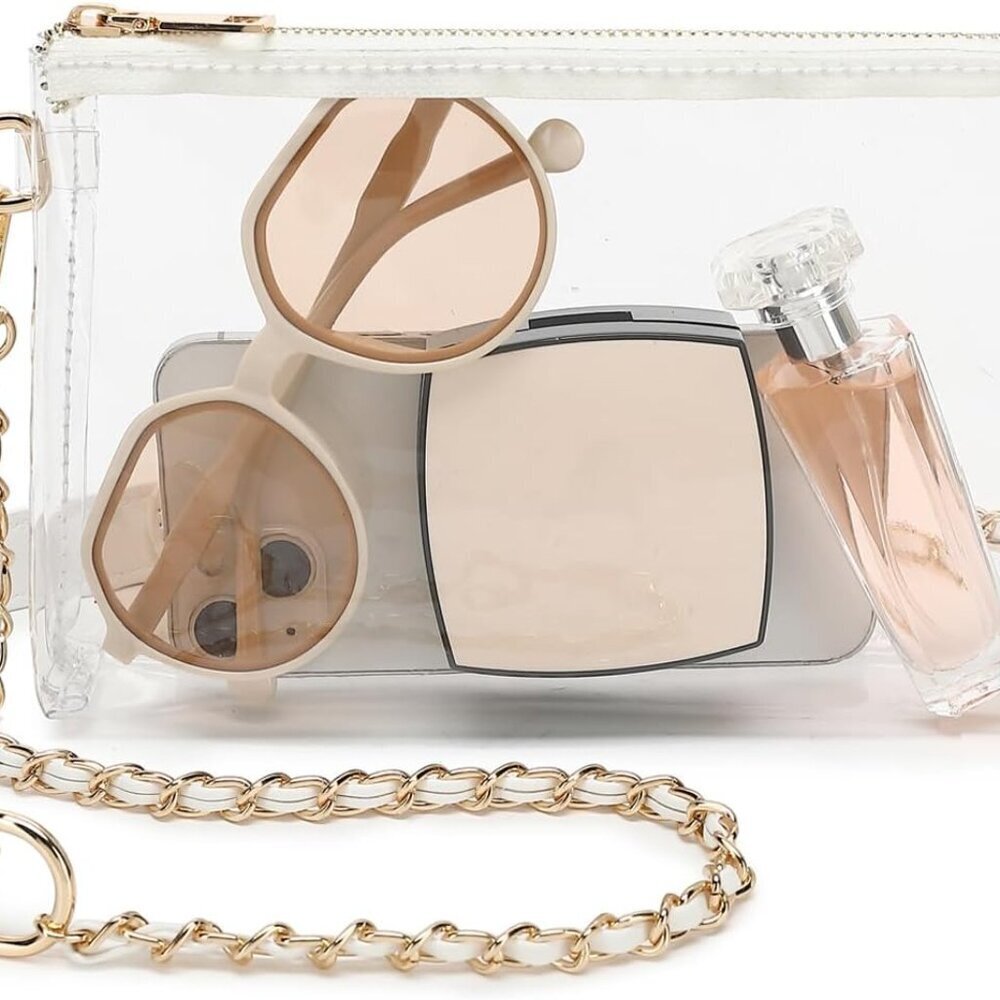 Womens Clear Bag for Stadium Events PVC Small Crossbody Purse for Concert, Party